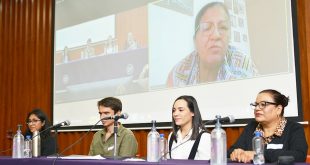 Imagen de la Presidenta de la CDHCM, Nashieli Ramírez, en la presentación de La Caja De Herramientas “Trabajo en el espacio público y movilidad”, de ITDP México.