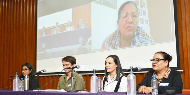 Imagen de la Presidenta de la CDHCM, Nashieli Ramírez, en la presentación de La Caja De Herramientas “Trabajo en el espacio público y movilidad”, de ITDP México.